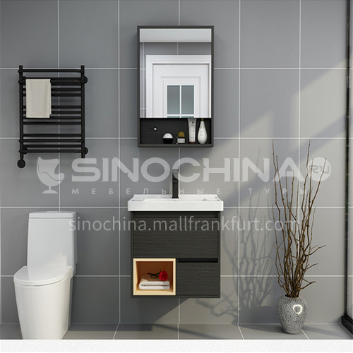 Black paint-free multilayer board wall-mounted modern style multi-storage bathroom cabinet LX3014